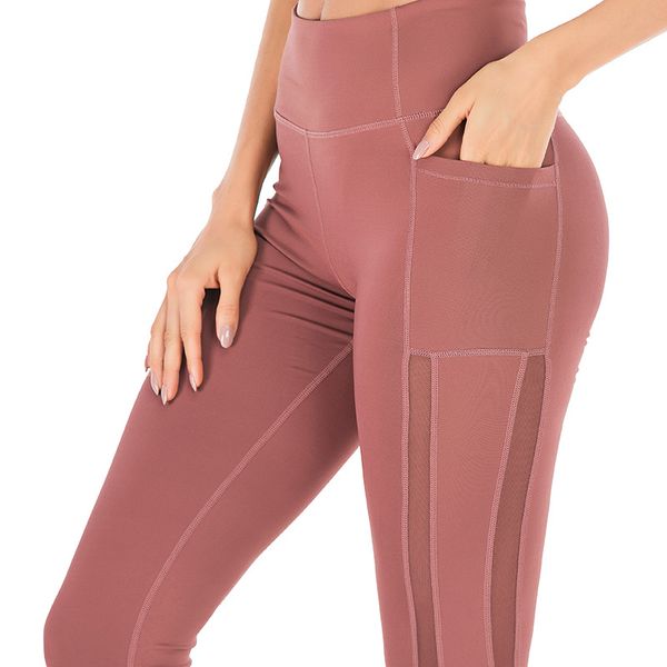 

net yarn pocket fitness pants running pants stretch tight tights comfortable breathable sweat-absorbent quick-drying yoga, White;red