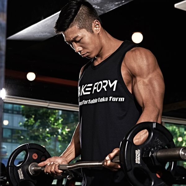 

братья мышечные фитнес куртка жилет куртка обучение жилет без рукавов свободно работает пот-поглощающие эластичные спортивные мужские большо, White;black