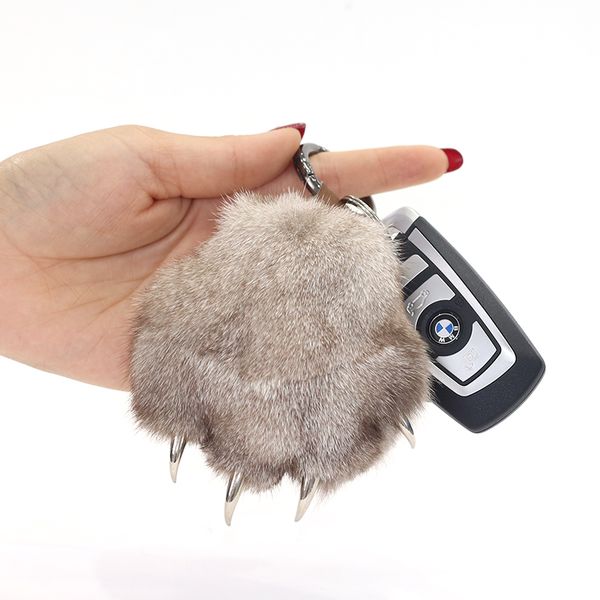 

keyring women backpack-accessories pendant key-chains charms fluffy fashion cute fur bear pendant, Silver