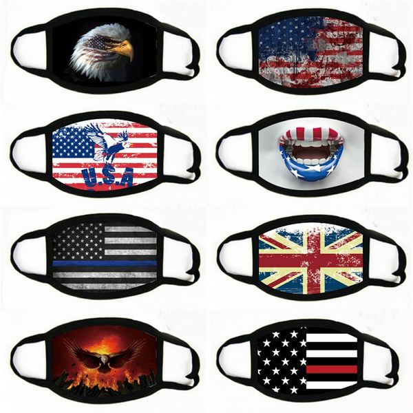 

dustproof ice silk fabric washable mask american flag mask universal for men and women#419, Black
