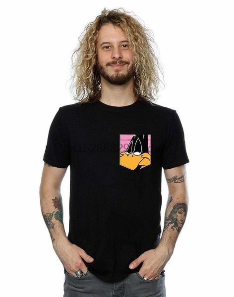 

clothing looney tunes mens daffy duck face faux pocket t shirt 7850