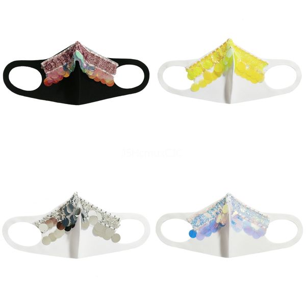 

bling bling sequin защитная маска anti-dust рот обложка моющийся маска для лица мода бар танец ушной хлопок велоспорт маска 100p # 508, Black