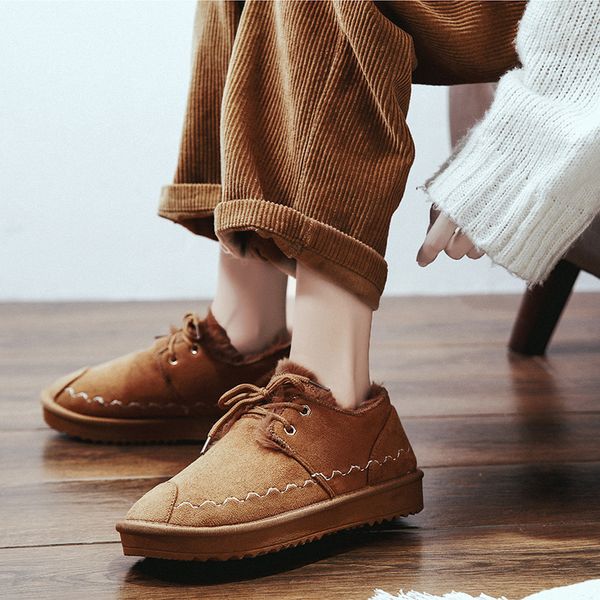 

new women boots winter low help shoes women snow ankle boots fur velvet warm botas mujer 2020 basket femme buty damskie, Black