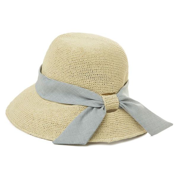 

fancet beach summer straw sun hat for women wide brim packable foldable rollable fashion casual ladies 00751, Blue;gray