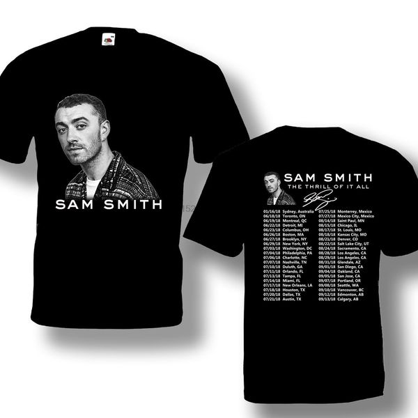 

sam smith tour 2018 tshirt черного цвета hot offer короткий рукав s-3xl