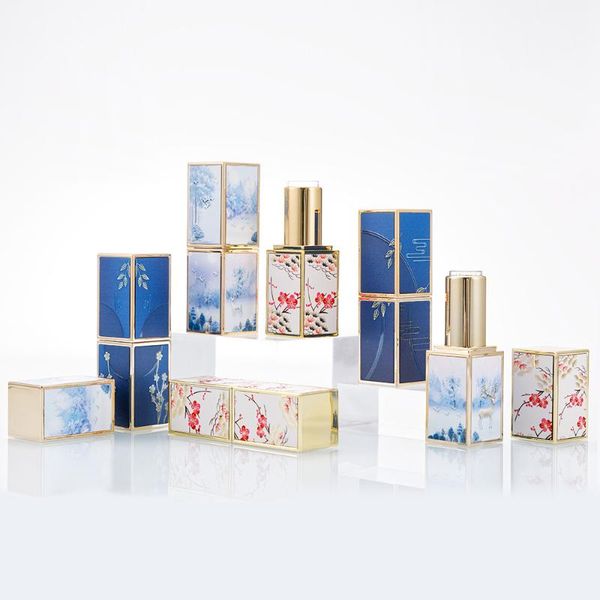 

storage bottles & jars 3d embossed magnetic buckle lipstick empty tube gold square