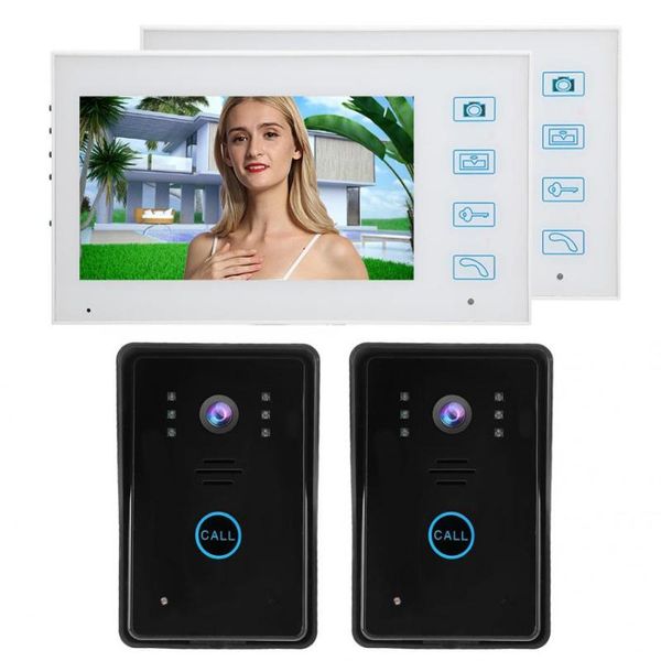 

7 inch tft pair 2.4g wireless video intercom doorbell night vision 0.3mp camera waterproof door phone 100-240v