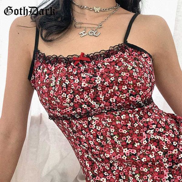 

casual dresses goth dark vintage red women summer 2021 bodycon floral boho lace pleated female sundress party mini, Black;gray