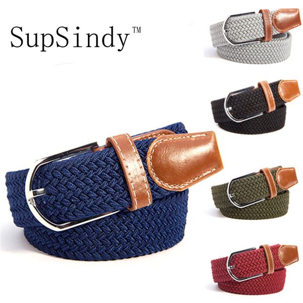 

2020 fashion men women's canvas plain webbing metal buckle woven stretch luxury belts for men belt jeans belts blue, Black;brown