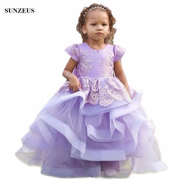 

ball gown purple flower girl dress cute ruffles children party gowns with appliques vestidos de comunion flg070, Red;yellow