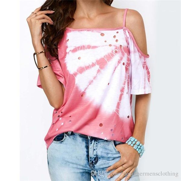 

hollow out printed short sleeve tshirt womens summer deigner clothing loose condole belt cacual tshirt irregular, White