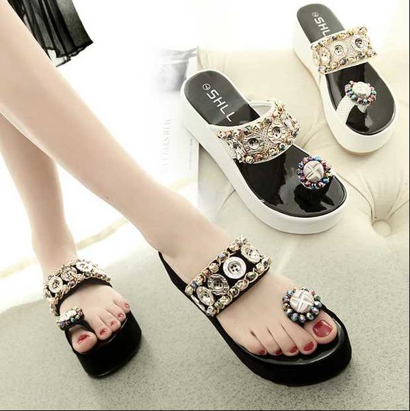 

slippers women's summer 2020 fashion hundred korean version outside wearing muffins thick bottom beach shoes, Black