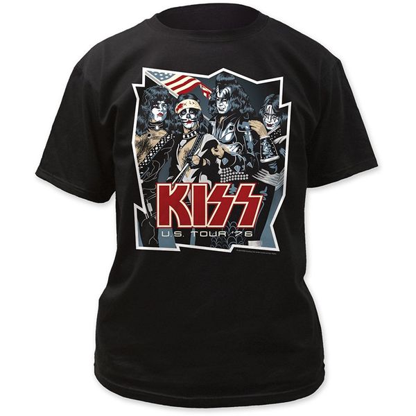 

kiss us tour 1976 print men's classic cotton t shirt 100% cotton for man shirts summer short sleeves cotton t-shirt tee