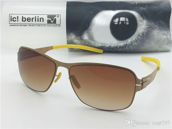 

germany designer men brand sunglasses ic maja ultra-light without screw memory alloy glasses removable stainless steel metal square frame, White;black