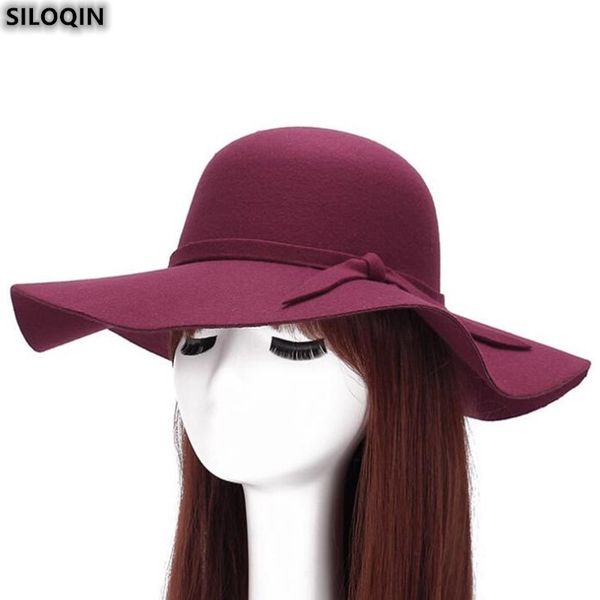 

siloqin new women's hat autumn winter trend fashion woolen fedora elegant noble ladies brands sombrero leisure party panama cap, Blue;gray