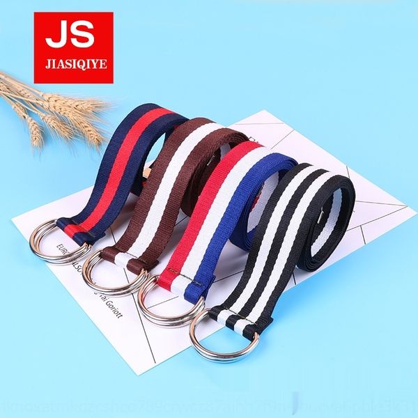 

double-ringcanvas color striped summer belt fashion all-match canvas decorative cloth decorative cloth belt gift xatyx, Black;brown