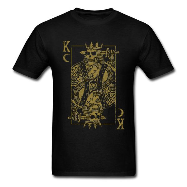 

2018 suicide king vintage skull gold poker card black t-shirt unique men's short sleeve & tees for summer