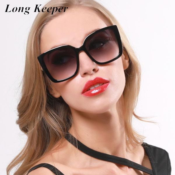 

LongKeeper Sunglasses Women Cat Eye Sun Glasses Oversized Gradient Eyeware Female Fashion Driving Shades lentes de sol mujer, White;black