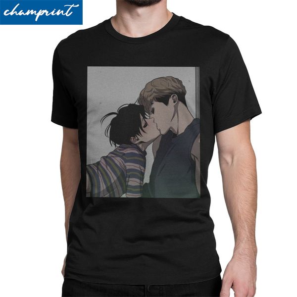

мужчины killing stalking sangwoo yoonbum футболки bum корейский yaoi manga одежда мода crew neck tee shirt плюс размер t-shirt