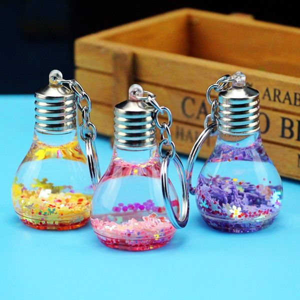 

личность лампочки sequined ключевые цепочки перемещение жидкое keyrings рюкзак подвеска телефон аксессуары рождественский подарок, Silver