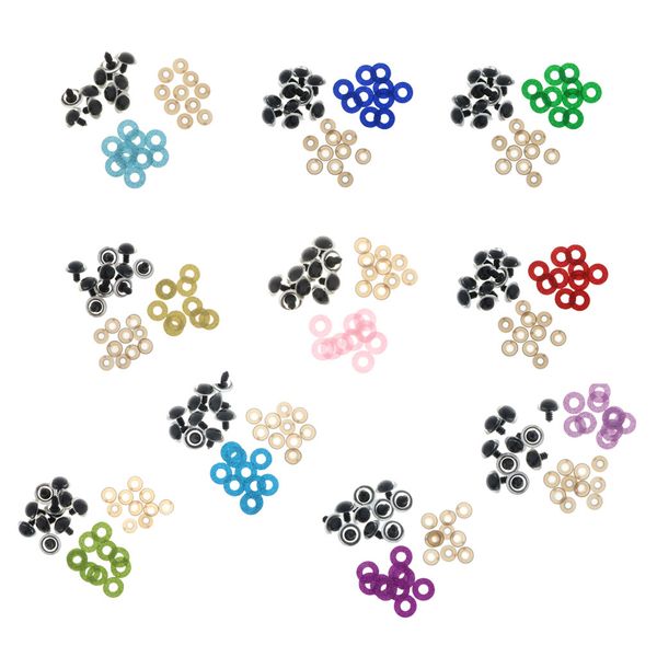 

100pcs 10 colors safety toy eyes + glitter nonwovens + washer 20mm