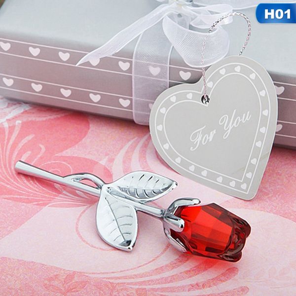 

mini crystal rose flower artificial crystal rose with metal rod flower branch new year wedding party favors valentine's day gift