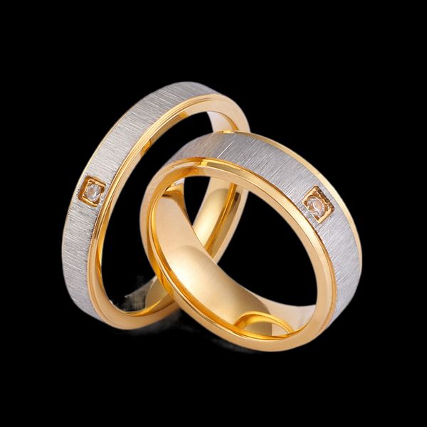 

wedding rings foreign trade jewelry simple gold brushed single men's and women's universal couple, Slivery;golden