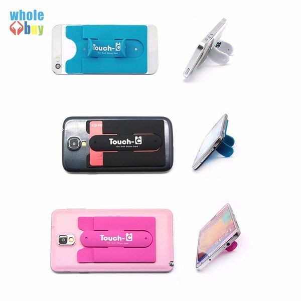 

500pcs/lot colorful touch u touch c insert bus card collection silicone stand holder with earphone winder card bag cutter for cell phone