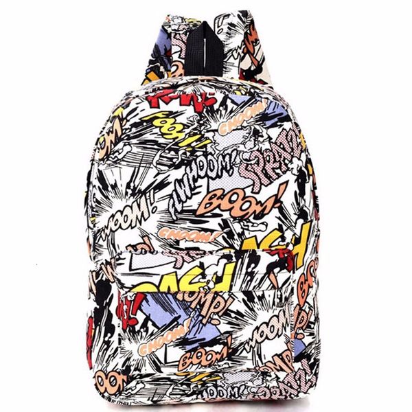 

cartoon graffiti backpack canvas women shoulder bag travel teenager girl boys school backpack female rucksack bagpack 2020