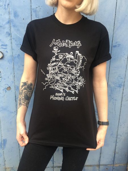 

howls moving castle logo black t-shirt