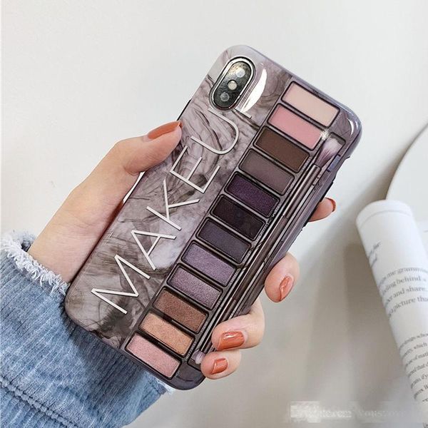 

makeup eyeshadow palette phone case for iphone 11pro max xr xs max glossy soft silicone cover for iphone 11 pro xr 7 8 6 6s plus