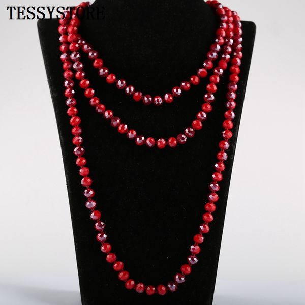 

150cm long crystal beads strand necklaces color cut faceted crystal beads necklaces for woman man fashion jewelry, Silver