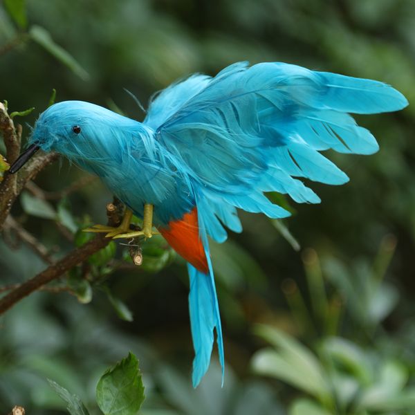 

artificial bird feathered sparrow with open wings home garden tree decor