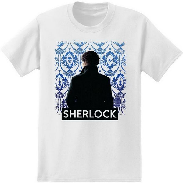 

white detective tv show sherlock holmes wallpaper background t-shirt tee present casual tee shirt