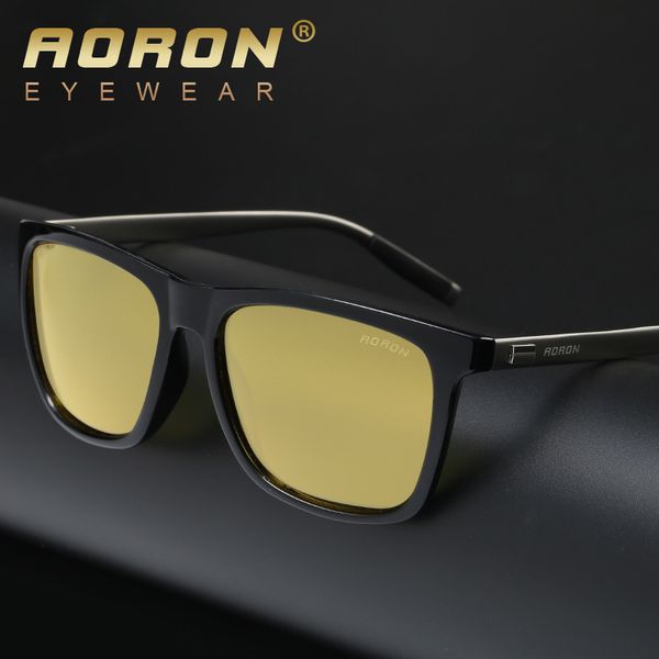

aoron men's original polarized sunglasses classic brand night vision goggles driver outdoors driving glasses, White;black