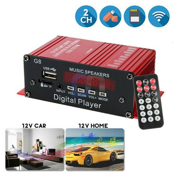 

car radio 200w dc12v hifi car audio stereo power bluetooth fm radio home theater amplifiers music player new