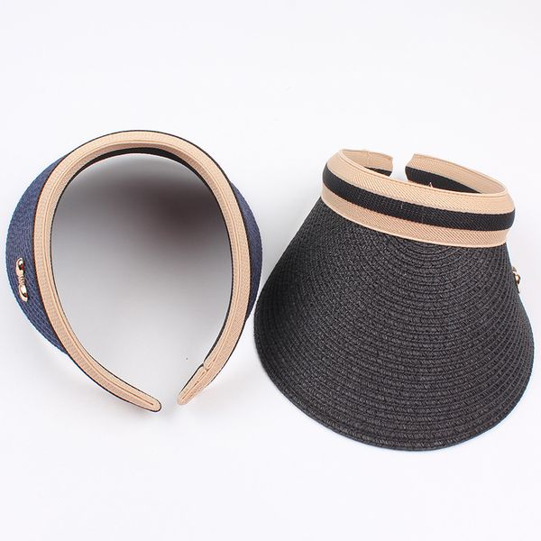 

оптовая моды шлемов sun женщин стро bowknot visor caps лето панама-бич shade empty top hat для девочек k7e6, Blue;gray