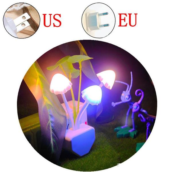

led intelligent light control mushroom fungus night light 7 colors changing&warm light baby sleep bedside lamp