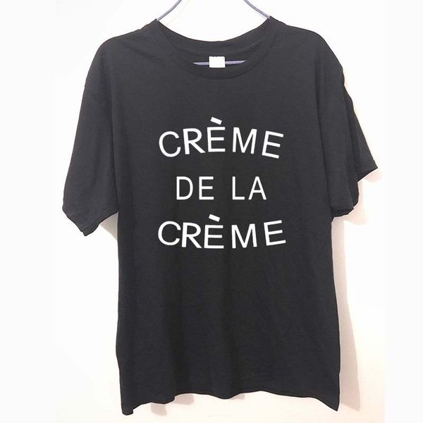 

creme de la creme letters men t shirt cotton casual funny shirt for male white black tee