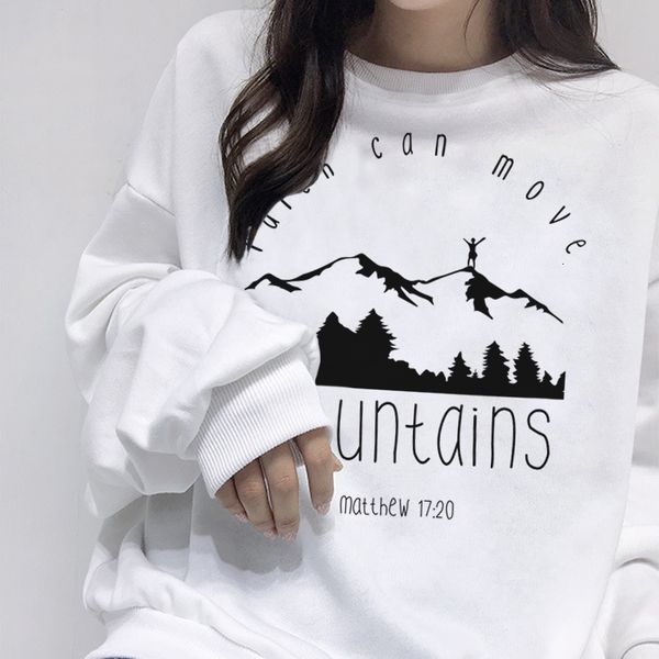 

faith can move mountains sweatshirt hipster faith over fear christian hoodies clothing o-neck long sleeve faith slogan women top, Black