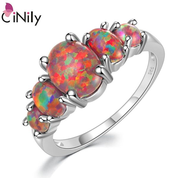 

cinily orange fire opal stone rings silver plated luxury large filled finger ring bohemia boho spring jewelry woman size 5 12 13, Golden;silver