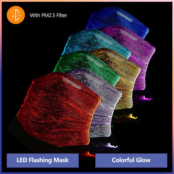 

led light up face maskes cosplay usb rechargeable glowing luminous anti dust party rave with filter maskes