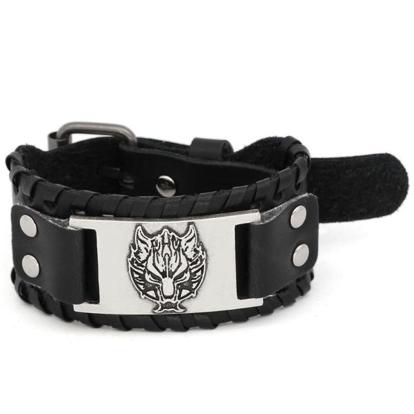 

nodic viking odin wolf leather amulet bracelet -adjustable size 19-31 cm, Black