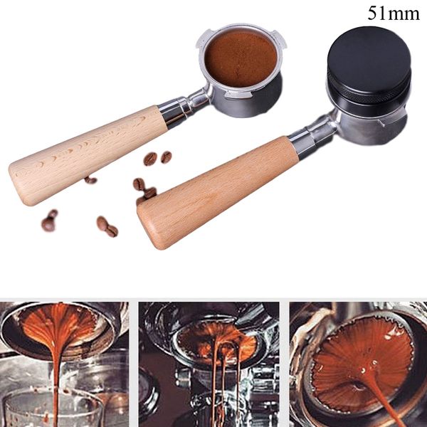 

coffee filters bottomless portafilter espresso machine wood or plastic handle filter included 51mm stainless steel basket