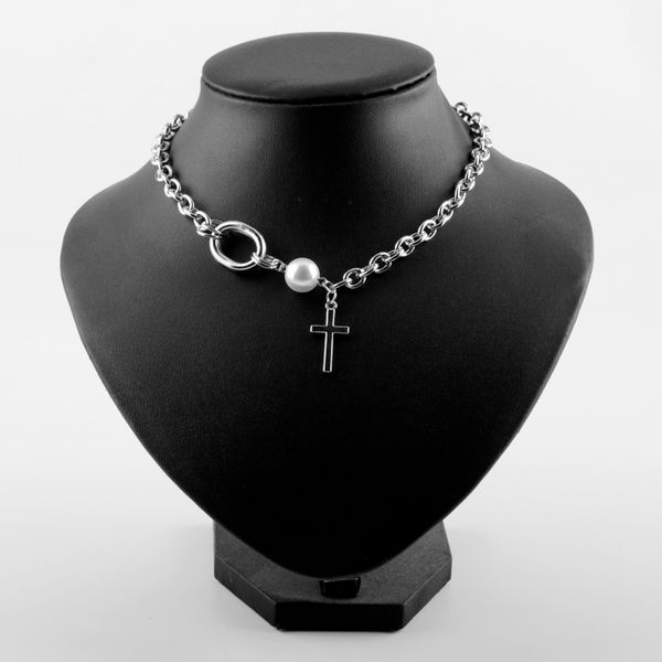 

women cross necklace crystal choker clavicle chain jewelry lady bijoux colar party chain neck, Silver