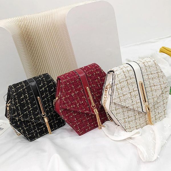 

women bag messenger shoulder chain wool tassel small square bolsa masculina sac femme borsa donna handtassen dames bolsos mujer