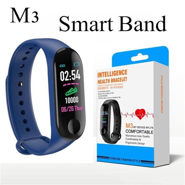 

fitness smart bracelet for xiaomi fitness tracker m3 smart watch with real heart rate for apple android cellphones with retail box