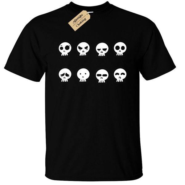 

skull faces t-shirt mens s-3xl rock goth skulls biker
