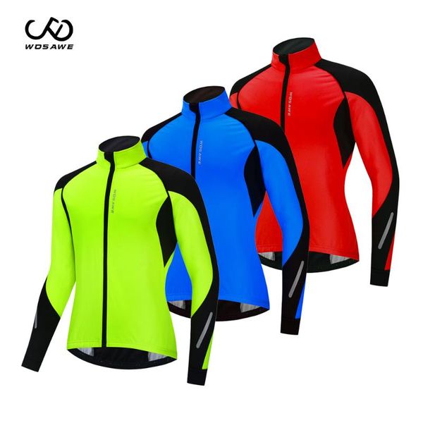 

wosawe winter warm up thermal fleece men's cycling jacket bicycle mtb road windproof bike clothing waterproof long jersey, Black;red