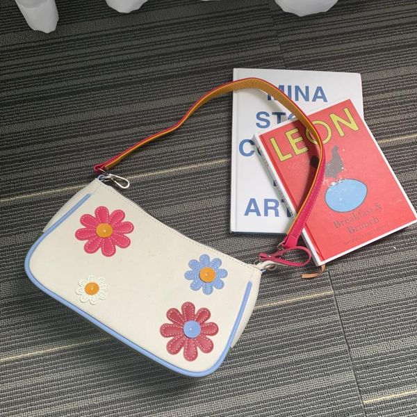 

ins daisy designer panelled patchwork women baguette bag handbags sweat cute tote shoulder bags canvas underarm bag